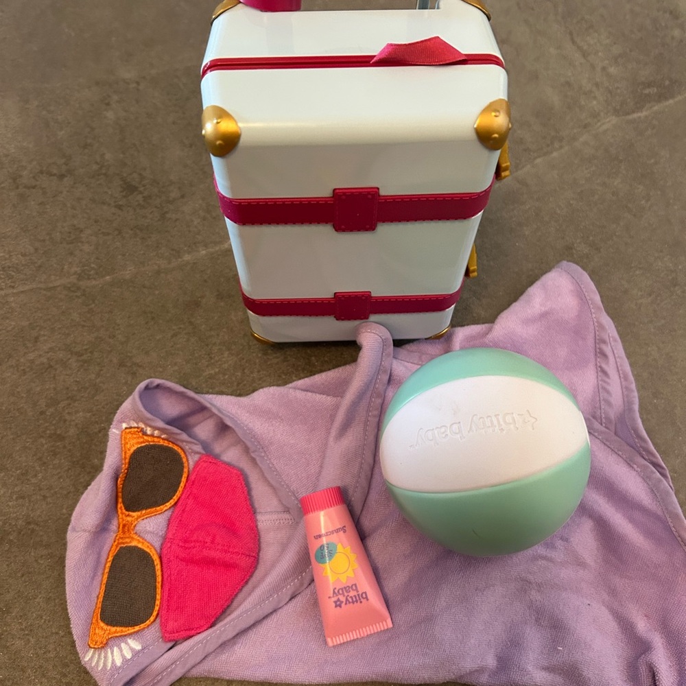 American girl doll Travel Set and beach set with Pink and Purple Accessories
